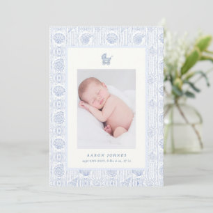 Preppy Coquette Coastal Baby Birth Announcement