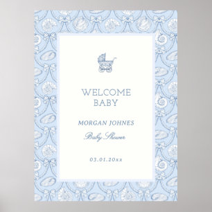 Preppy Coquette Coastal Baby Shower Welcome Poster