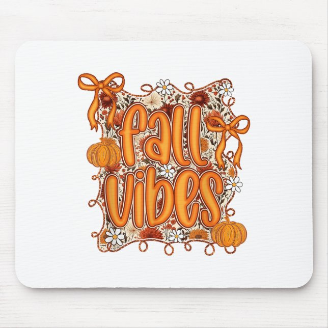Preppy Coquette Fall Vibes Floral Pumpkin Spice Co Mouse Mat (Front)