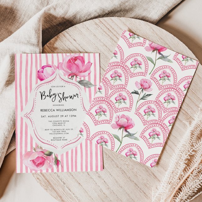 Preppy Coquette Grandmillenial Girl Baby Shower Invitation (Preppy Coquette Baby Shower for Girl)