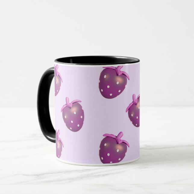 Preppy Coquette Kawaii Girly Purple Strawberry Mug (Front Left)
