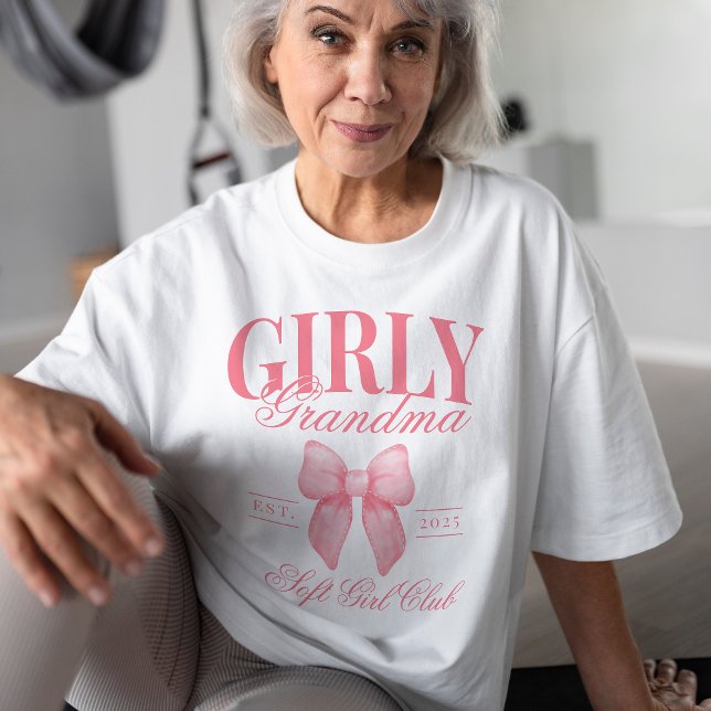 Preppy Coquette Mama Personalised Girly Grandma T-Shirt (Creator Uploaded)