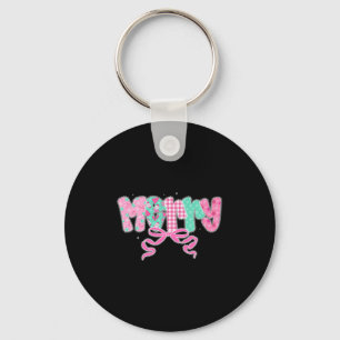 Preppy Coquette Merry Bow Vintage Retro Christmas Key Ring