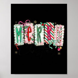 Preppy Coquette Merry Christmas Coquette Bow Girl Poster
