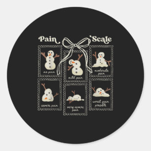 Preppy Coquette Pain Scale Stamps Snowmen Trauma E Classic Round Sticker