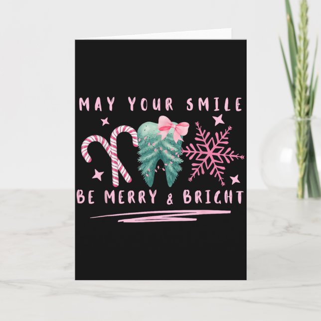 Preppy Coquette Teeth May Your Smile Be Merry And  Card (Front)