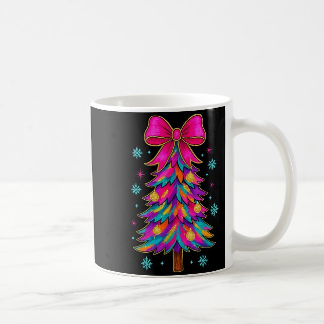 Preppy Coquette Tree Christmas Crew 2025 Family Ma Coffee Mug (Right)