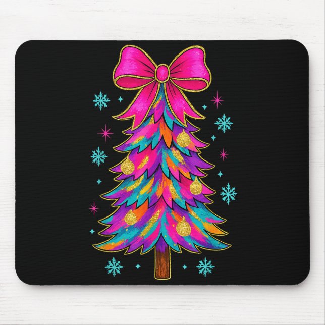 Preppy Coquette Tree Christmas Crew 2025 Family Ma Mouse Mat (Front)