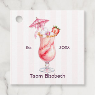 Preppy Coquette Tropical Pink Cocktail Bach Party Favour Tags