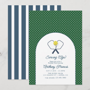 Preppy Country Club Pickleball Birthday Party Invitation