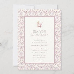 Preppy Couquette Coastal Baby Shower Invitation