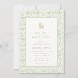 Preppy Couquette Coastal Baby Shower Invitation