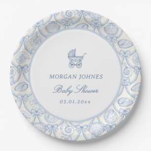 Preppy Couquette Coastal Baby Shower  Paper Plate
