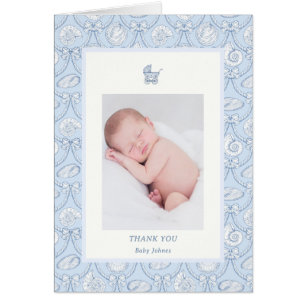 Preppy Couquette Coastal Baby Thank You Card