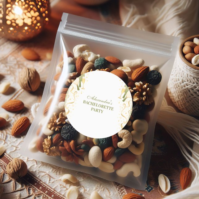 Preppy Courtside Pickleball Bachelorette Party Classic Round Sticker (Creator Uploaded)