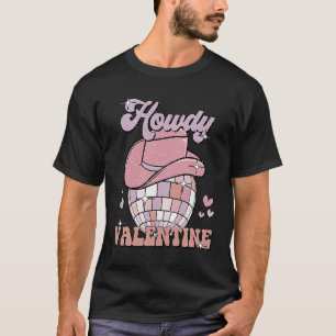 Preppy Cowgirl Howdy Valentine Heart Disco Valenti T-Shirt