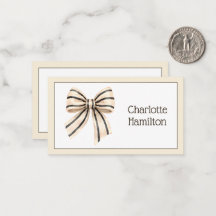 Preppy Cream and Black Stripe Bow