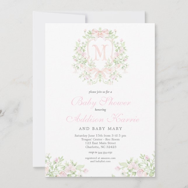 Preppy Crest Baby Shower Invitation (Front)