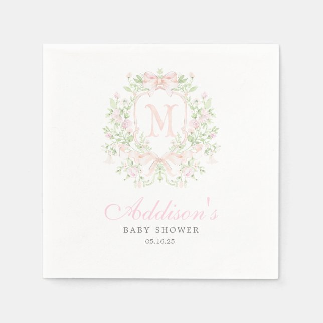 Preppy Crest Baby Shower Invitation Napkin (Front)