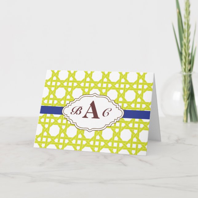 Preppy Customisable monogram stationery card (Front)
