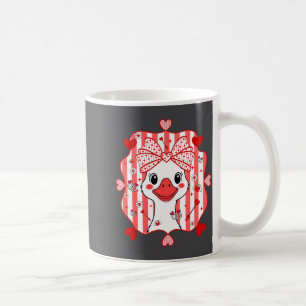 Preppy Cute Goose Coquette Bow Valentine's Day Wom Coffee Mug