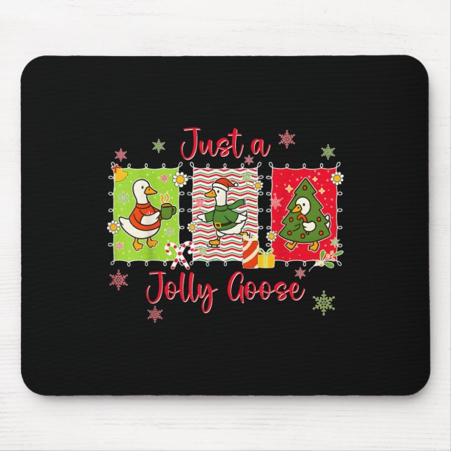 Preppy Cute Just A Jolly Goose Merry Goosemas Chri Mouse Mat (Front)