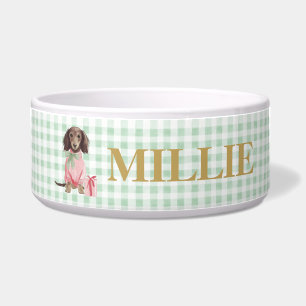 Preppy Dachshund Green Gingham Christmas