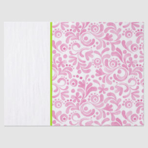 Preppy Decorative Pink White Watercolor Green Gift Tissue Paper
