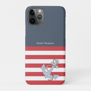 Preppy design Modern cute nautical Navy blue iPhone 11 Pro Case