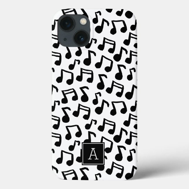 Preppy Doodle Music notes Monogram Personalised Case-Mate iPhone Case (Back)