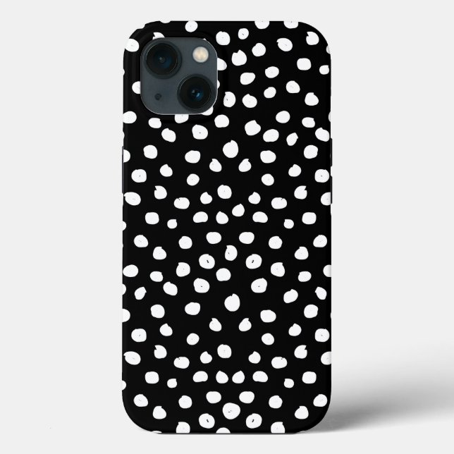 Preppy Dots Modern Black White Animal Print Spots Case-Mate iPhone Case (Back)