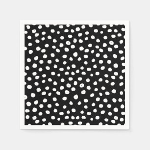Preppy Dots Modern Black White Animal Print Spots Napkin