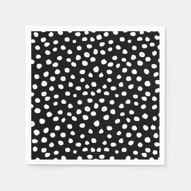 Preppy Dots Modern Black White Animal Print Spots Napkin (Front)