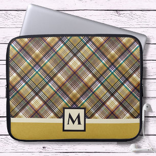Preppy Earth Tones Plaid Laptop Sleeve