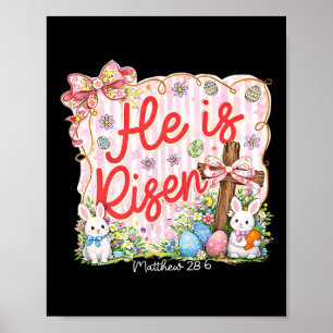 Preppy Easter He Is Risen Bunny Eggs Women Girls Poster