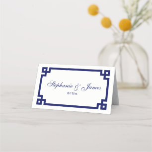 Preppy Elegant Navy Blue Greek Key Escort Cards