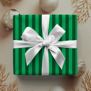 Preppy Emerald Green Stripes Classic Christmas Wrapping Paper