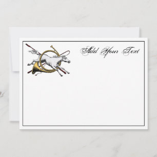 Preppy Equestrian Horse Jumping Horn Note Card Col