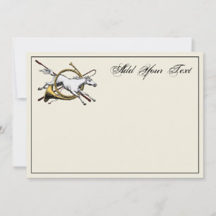 Preppy Equestrian Horse Jumping Horn Note Card Ecr