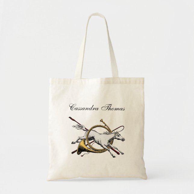 Preppy Equestrian Horse Jumping Through Color Tote Bag (Front)