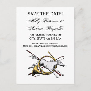 Preppy Equestrian Horse Jumping Through Horn Colou Announcement Postcard