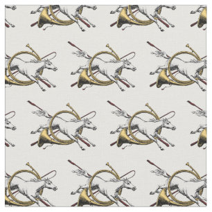 Preppy Equestrian Horse Jumping Through Horn Colou Fabric
