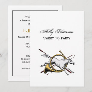 Preppy Equestrian Horse Jumping Through Horn Colou Invitation