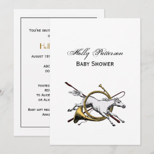 Preppy Equestrian Horse Jumping Through Horn Colou Invitation