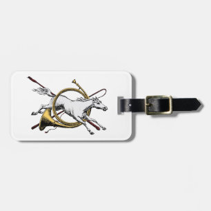 Preppy Equestrian Horse Jumping Through Horn Colou Luggage Tag