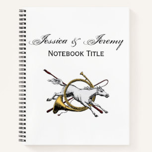Preppy Equestrian Horse Jumping Through Horn Colou Notebook