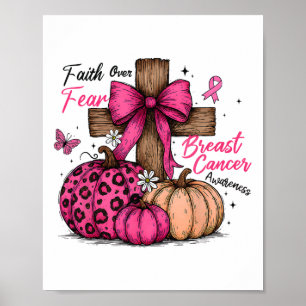 Preppy Faith Over Fear Coquette Christian Cross Pu Poster