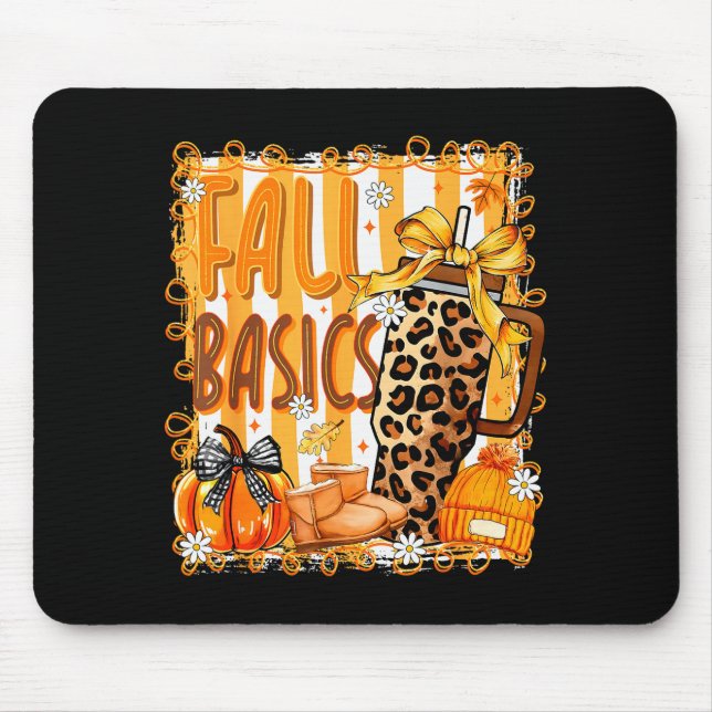 Preppy Fall Basics Coquette Bow Pumpkin Autumn Wom Mouse Mat (Front)