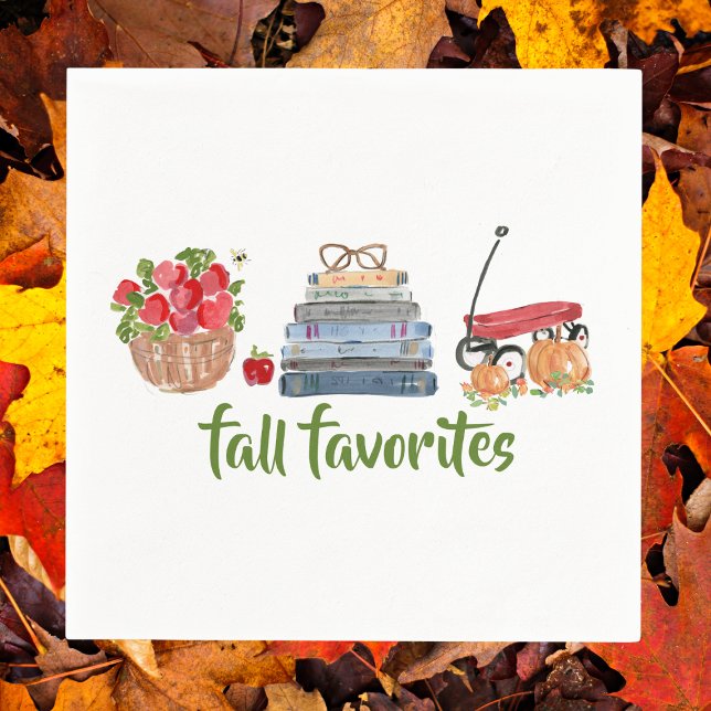 Preppy Fall Favourites / Apples Books Red Wagon  Napkin (Creator Uploaded)