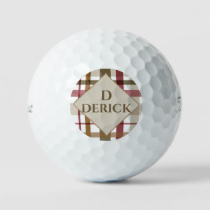 Preppy Fall Plaid Monogram Golf Balls